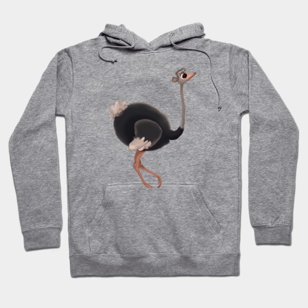 Cute Ostrich Drawing Hoodie by Play Zoo